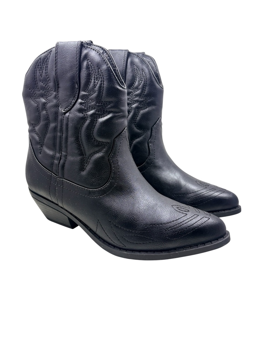 Women's Black Western Ankle Boots - Classic Cowboy Style